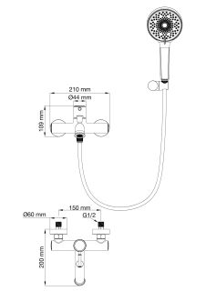 Смеситель для ванны с душем Wonzon & Woghand Tor WW-88037073-CR хром